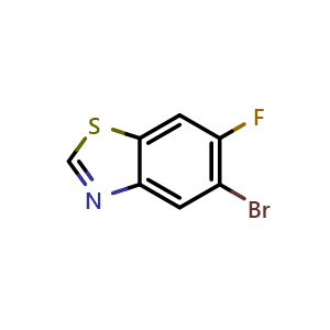 Chemical structure of 5-Bromo-6-fluoro-1,3-benzothiazole , CAS 2311855-49-7, AChemBlock AD281393