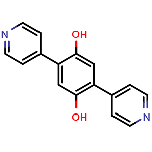 Chemical structure of 2,5-Di(pyridin-4-yl)benzene-1,4-diol , CAS 1818239-78-9, AChemBlock AD281417