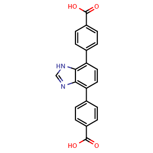Chemical structure of 4,4'-(1H-Benzo[d]imidazole-4,7-diyl)dibenzoic acid , CAS 2568146-49-4, AChemBlock AD281421