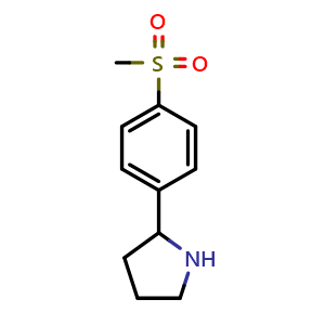 Chemical structure of 2-(4-(Methylsulfonyl)phenyl)pyrrolidine , CAS 1016751-26-0, AChemBlock AD281428