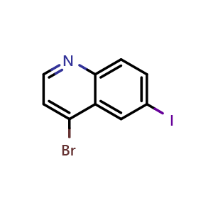Chemical structure of 4-Bromo-6-iodoquinoline , CAS 1379345-12-6, AChemBlock AD281432