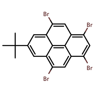 Chemical structure of 1,3,5,9-Tetrabromo-7-(tert-butyl)pyrene , CAS 1422738-41-7, AChemBlock AD281437