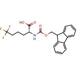Chemical structure of Fmoc-(R)-2-amino-6,6,6-trifluorohexanoic acid , CAS 2350066-08-7, AChemBlock AD281449
