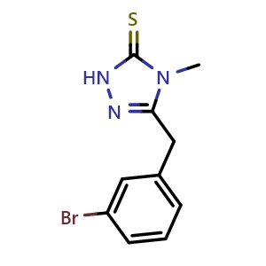 Chemical structure of 5-[(3-Bromophenyl)methyl]-2,4-dihydro-4-methyl-3H-1,2,4-triazole-3-thione , CAS 1550312-94-1, AChemBlock AD281451