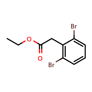 Chemical structure of Ethyl 2-(2,6-dibromophenyl)acetate , CAS 2114712-43-3, AChemBlock AD281458