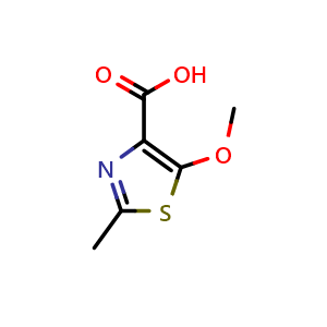 Chemical structure of 5-Methoxy-2-methyl-4-thiazolecarboxylic acid , CAS 1505214-44-7, AChemBlock AD281464
