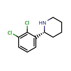 Chemical structure of (2R)-2-(2,3-dichlorophenyl)piperidine , CAS 1213330-10-9, AChemBlock AD281468