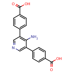 Chemical structure of 4,4'-(4-Aminopyridine-3,5-diyl)dibenzoic acid , CAS 2396569-97-2, AChemBlock AD281474
