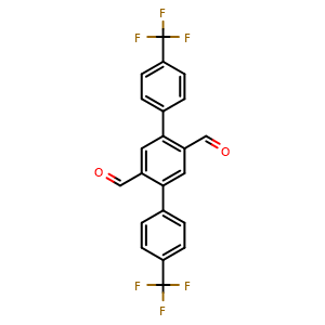 Chemical structure of 4,4''-Bis(trifluoromethyl)-[1,1':4',1''-terphenyl]-2',5'-dicarbaldehyde , CAS 1300701-03-4, AChemBlock AD281475