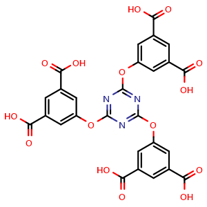 Chemical structure of 5,5',5''-((1,3,5-Triazine-2,4,6-triyl)tris(oxy))triisophthalic acid , CAS 2102525-37-9, AChemBlock AD281476