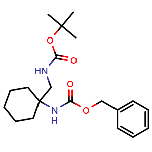 Chemical structure of tert-Butyl ((1-(((benzyloxy)carbonyl)amino)cyclohexyl)methyl)carbamate , CAS 1374635-45-6, AChemBlock AD281485