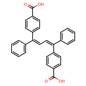 Chemical structure of 4,4′-[(1Z,3Z)-1,4-Diphenyl-1,3-butadiene-1,4-diyl]bis[benzoic acid] , CAS 1447761-33-2, AChemBlock AD281492
