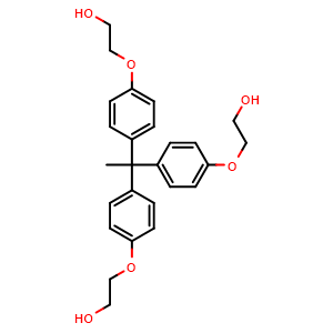 Chemical structure of 2,2',2''-((Ethane-1,1,1-triyltris(benzene-4,1-diyl))tris(oxy))tris(ethan-1-ol) , CAS 138871-95-1, AChemBlock AD281493