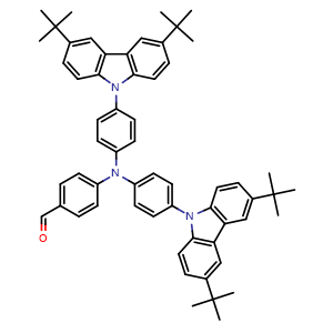 Chemical structure of 4-(Bis(4-(3,6-di-tert-butyl-9H-carbazol-9-yl)phenyl)amino)benzaldehyde , CAS 1660130-91-5, AChemBlock AD281501