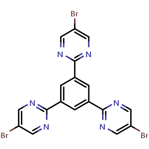 Chemical structure of 1,3,5-Tris(5-bromopyrimidin-2-yl)benzene , CAS 2415130-54-8, AChemBlock AD281502