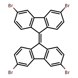Chemical structure of 3,3',6,6'-Tetrabromo-9,9'-bifluorenylidene , CAS 2119589-66-9, AChemBlock AD281506