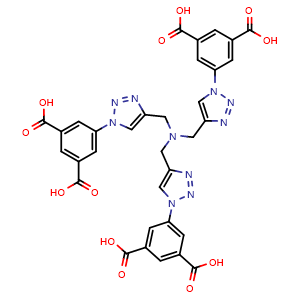 Chemical structure of 5,5',5''-((Nitrilotris(methylene))tris(1H-1,2,3-triazole-4,1-diyl))triisophthalic acid , CAS 1566598-36-4, AChemBlock AD281509