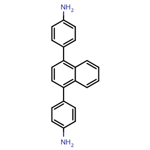 Chemical structure of 4,4'-(Naphthalene-1,4-diyl)dianiline , CAS 956980-39-5, AChemBlock AD281510
