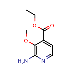 Chemical structure of Ethyl 2-amino-3-methoxyisonicotinate , CAS 2612299-87-1, AChemBlock AD281528