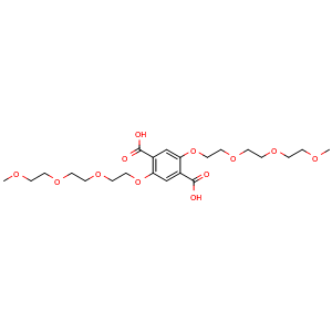 Chemical structure of 2,5-Bis(2-(2-(2-methoxyethoxy)ethoxy)ethoxy)terephthalic acid , CAS 1374006-27-5, AChemBlock AD281535