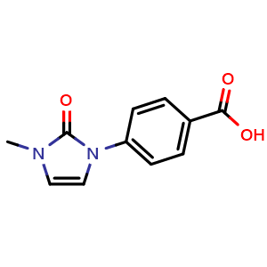 Chemical structure of 4-(3-Methyl-2-oxo-2,3-dihydro-imidazol-1-yl)-benzoic acid , CAS 1708427-93-3, AChemBlock AD281542