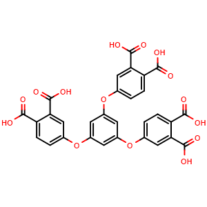 Chemical structure of 4,4',4''-(Benzene-1,3,5-triyltris(oxy))triphthalic acid , CAS 444717-58-2, AChemBlock AD281548