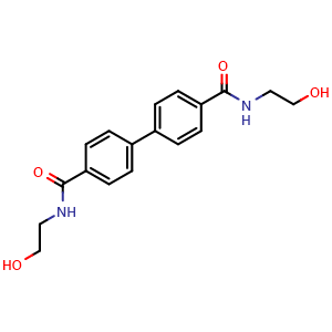 Chemical structure of N4,N4'-Bis(2-hydroxyethyl)-[1,1'-biphenyl]-4,4'-dicarboxamide , CAS 172919-36-7, AChemBlock AD281552
