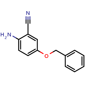 Chemical structure of Benzonitrile, 2-amino-5-(phenylmethoxy)- , CAS 38711-02-3, AChemBlock AD281562