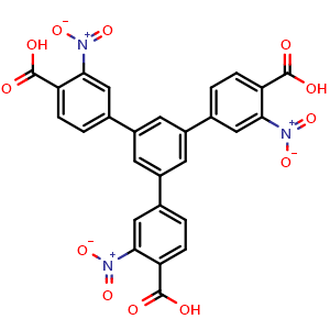 Chemical structure of 5'-(4-Carboxy-3-nitrophenyl)-3,3''-dinitro-[1,1':3',1''-terphenyl]-4,4''-dicarboxylic acid , CAS 1660960-31-5, AChemBlock AD281563