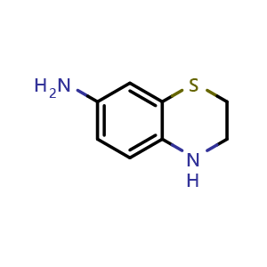 Chemical structure of 3,4-Dihydro-2H-1,4-benzothiazin-7-amine , CAS 1888767-40-5, AChemBlock AD281569