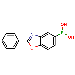 Chemical structure of B-(2-Phenyl-5-benzoxazolyl)boronic acid , CAS 866332-17-4, AChemBlock AD281574