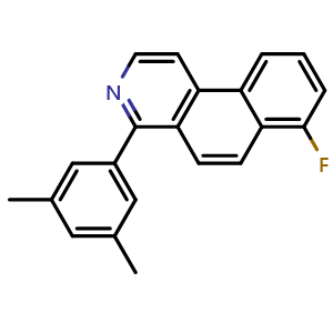 Chemical structure of 4-(3,5-Dimethylphenyl)-7-fluorobenzo[f]isoquinoline , CAS 2414465-06-6, AChemBlock AD281575