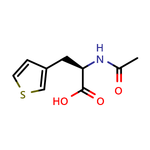 Chemical structure of (R)-2-Acetamido-3-(thiophen-3-yl)propanoic acid , CAS 152612-25-4, AChemBlock AD281576