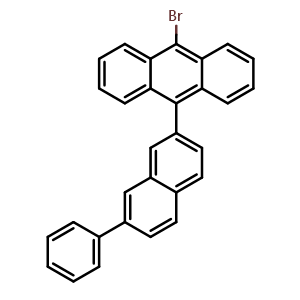 Chemical structure of 9-Bromo-10-(7-phenyl-2-naphthalenyl)anthracene , CAS 2396648-76-1, AChemBlock AD281584