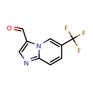 Chemical structure of 6-(Trifluoromethyl)imidazo[1,2-a]pyridine-3-carbaldehyde , CAS 1019019-99-8, AChemBlock AD281588