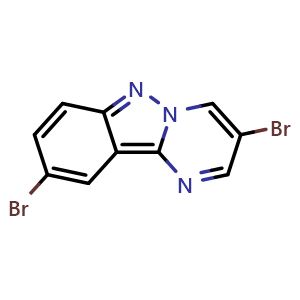 Chemical structure of 3,9-Dibromopyrimido[1,2-b]indazole , CAS 2519586-05-9, AChemBlock AD281591