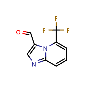 Chemical structure of 5-(Trifluoromethyl)imidazo[1,2-a]pyridine-3-carbaldehyde , CAS 1779963-42-6, AChemBlock AD281593