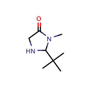 Chemical structure of 2-(tert-Butyl)-3-methylimidazolidin-4-one , CAS 101055-55-4, AChemBlock AD281595