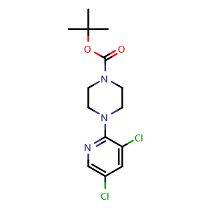 Chemical structure of tert-Butyl 4-(3,5-dichloropyridin-2-yl)piperazine-1-carboxylate , CAS 1223431-91-1, AChemBlock AD281598