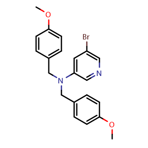 Chemical structure of 5-Bromo-N,N-bis(4-methoxybenzyl)pyridin-3-amine , CAS 1864768-57-9, AChemBlock AD281605