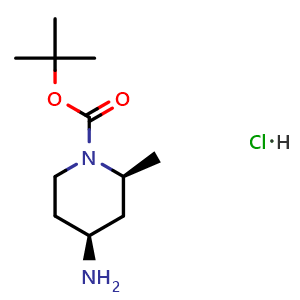 Chemical structure of tert-Butyl (2S,4S)-4-amino-2-methyl-1-piperidinecarboxylate hydrochloride , CAS 1820569-44-5, AChemBlock AD281607