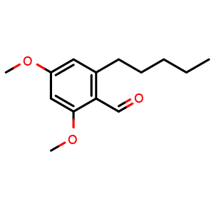 Chemical structure of 2,4-Dimethoxy-6-pentylbenzaldehyde , CAS 2410700-08-0, AChemBlock AD281611