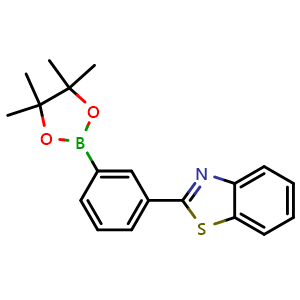Chemical structure of 2-(3-(4,4,5,5-Tetramethyl-1,3,2-dioxaborolan-2-yl)phenyl)benzo[d]thiazole , CAS 1316275-52-1, AChemBlock AD281612