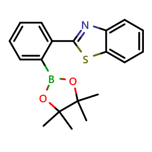 Chemical structure of 2-(2-(4,4,5,5-Tetramethyl-1,3,2-dioxaborolan-2-yl)phenyl)benzo[d]thiazole , CAS 2270983-99-6, AChemBlock AD281613