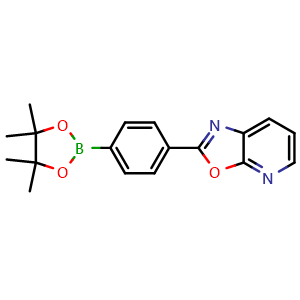 Chemical structure of 2-[4-(4,4,5,5-Tetramethyl-1,3,2-dioxaborolan-2-yl)phenyl]oxazolo[5,4-b]pyridine , CAS 942589-78-8, AChemBlock AD281620