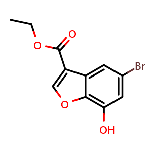 Chemical structure of Ethyl 5-bromo-7-hydroxybenzofuran-3-carboxylate , CAS 2640065-80-9, AChemBlock AD281623