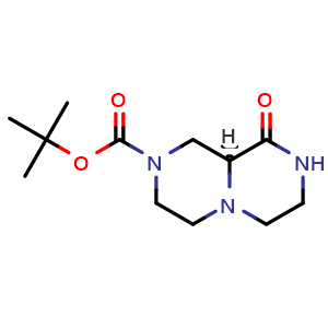 Chemical structure of tert-Butyl (S)-9-oxooctahydro-2H-pyrazino[1,2-a]pyrazine-2-carboxylate , CAS 2832618-73-0, AChemBlock AD281630