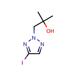 Chemical structure of 1-(4-Iodo-2H-1,2,3-triazol-2-yl)-2-methylpropan-2-ol , CAS 2111849-08-0, AChemBlock AD281635