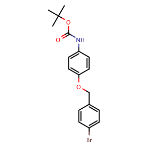 Chemical structure of tert-Butyl (4-((4-bromobenzyl)oxy)phenyl)carbamate , CAS 2351937-23-8, AChemBlock AD281637
