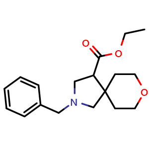 Chemical structure of Ethyl 2-benzyl-8-oxa-2-azaspiro[4.5]decane-4-carboxylate , CAS 2137944-40-0, AChemBlock AD281639
